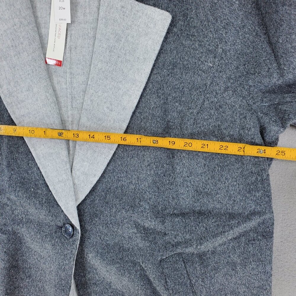 New Talbots Beautiful Soft Gray Wool Double Faced Flannel Coat 20W 2X Jacket - Picture 5 of 6